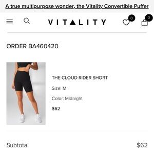 Vitality Cloud Rider Short
size medium